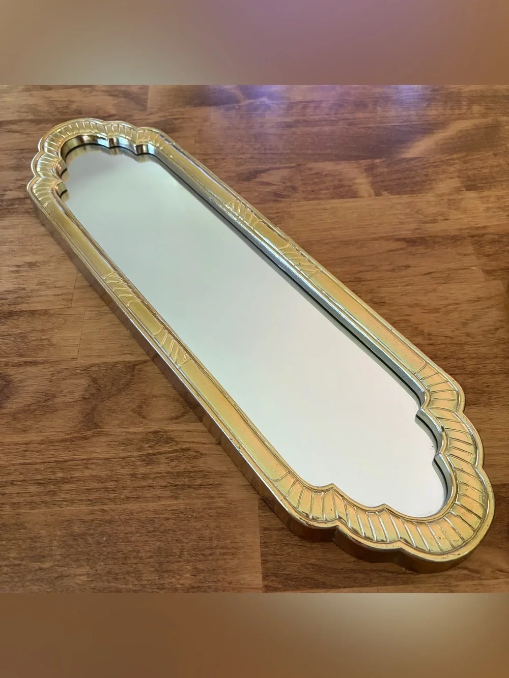 VTG Home Interior Wall Mirrors Set of 3 Gold Tone 18x5 / 7.5x5 / 5x5 Plastic